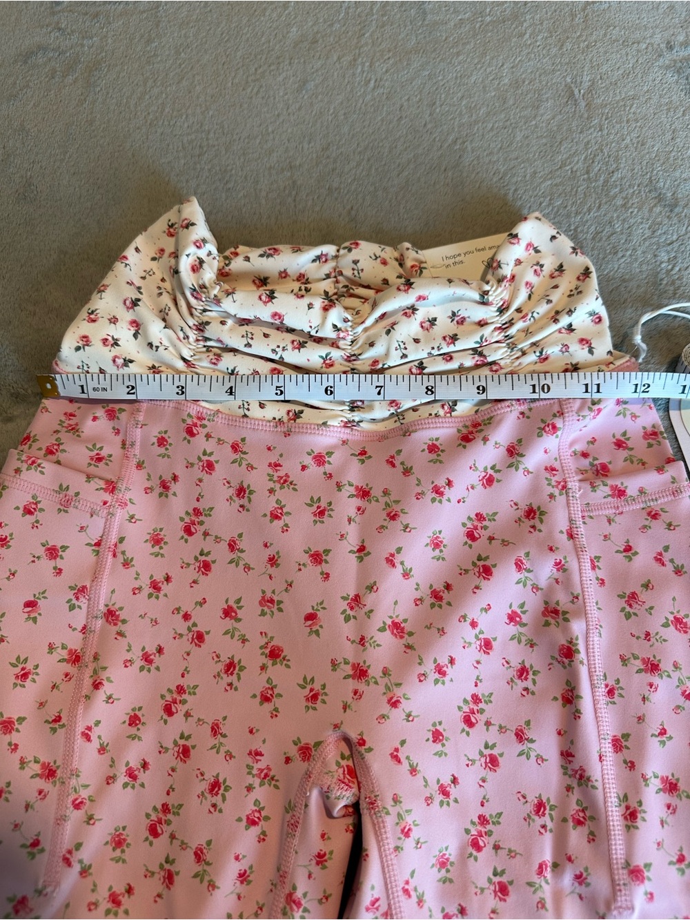 NWT Blogilates Ruched Waist Legging - Pink Floral Print - Picture 10 of 13